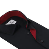 Red Inlay Black Premium Cotton Formal Shirt - YNG Empire