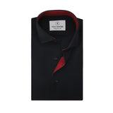 Red Inlay Black Premium Cotton Formal Shirt 16.0