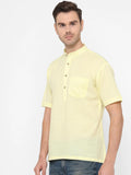 Men Casual  Yellow Solid Shirt Kurti Style