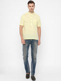 Men Casual Yellow Solid Shirt Kurti Style - YNG Empire