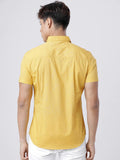 Men Mustard Yellow Slim Fit Solid Cotton Casual Shirt - YNG Empire