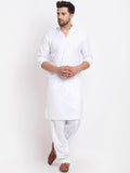 Men White Regular V-neck kamiz with Salwar