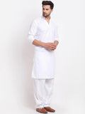 Men White Regular V-neck kamiz with Salwar - YNG Empire