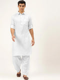 Men White Thread Work Pathani Kamiz