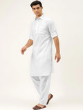 Men White Thread Work Pathani Kamiz - YNG Empire