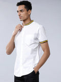 Men White Slim Fit Solid Casual Shirt - YNG Empire