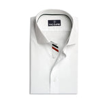 Premium White Formal Shirt with Black and Red Sports Details