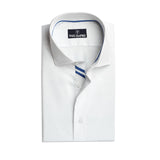 Premium White Formal Shirt with Blue Sports Details