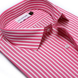 Pink And White Stripe Formal Shirt For Men - YNG Empire