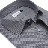 Gray Formal Shirt With White Stipes - YNG Empire