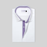 Premium White Formal Shirt with Purple Striped Details