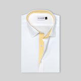 Premium White Formal Shirt with Yellow Striped Details - YNG Empire