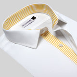 Premium White Formal Shirt with Yellow Striped Details - YNG Empire