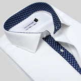 Premium White Formal Shirt with Blue Contrast Details - YNG Empire