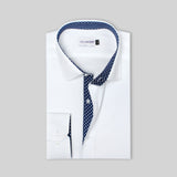 Premium White Formal Shirt with Blue Contrast Details - YNG Empire