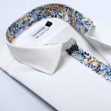 Premium White Formal Shirt with Floral Contrast Details - YNG Empire