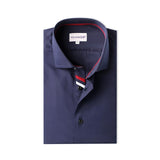 Premium Navy Blue Formal Shirt with White and Red Sports Details