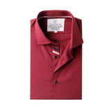 Premium Maroon Formal Shirt with Black and White Sports Details - 15 Collar