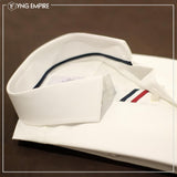 Premium White Formal Shirt with Black and Red Sports Details - YNG Empire