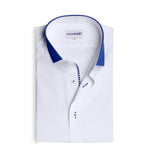 Premium White Formal Shirt with Blue Sports Detail