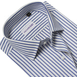 Premium White Base With Blue Stripes Formal Shirts For Men - YNG Empire