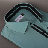 Sea Green With Black Sports Detail Premium Fabric Formal Shirt - YNG Empire