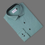 Sea Green With Black Sports Detail Premium Fabric Formal Shirt - YNG Empire