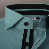 Sea Green With Black Sports Detail Premium Fabric Formal Shirt - YNG Empire