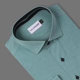 Sea Green With Black Sports Detail Premium Fabric Formal Shirt - YNG Empire