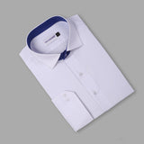 White With Black And Blue Sports Detail Premium Fabric Formal Shirt - YNG Empire