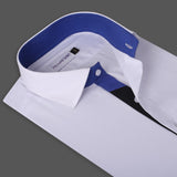 White With Black And Blue Sports Detail Premium Fabric Formal Shirt - YNG Empire