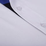 White With Black And Blue Sports Detail Premium Fabric Formal Shirt - YNG Empire