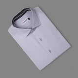 Steel Gray With Dark Gray Sports Detail in Collar Premium Formal Shirt 15.5 collar - YNG Empire