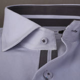 Steel Gray With Dark Gray Sports Detail in Collar Premium Formal Shirt 15.5 collar - YNG Empire