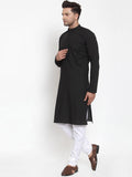 Men Black & White Solid Kurta with Churidar - YNG Empire